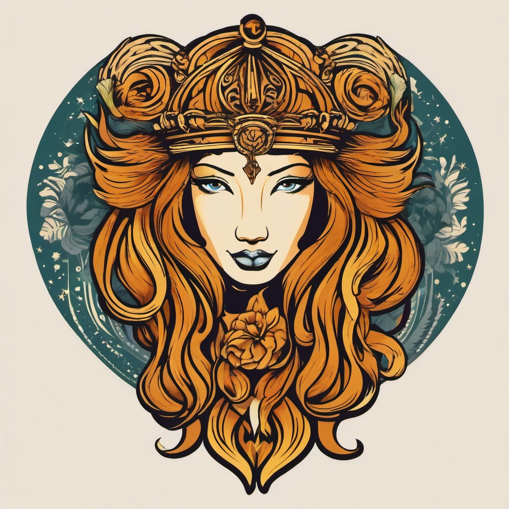 virgo leo tattoo combined  simple vector color tattoo