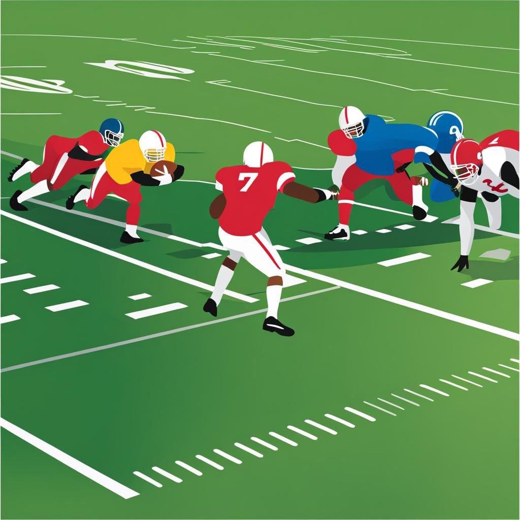 football clipart on a football field - ready for competitive play. 