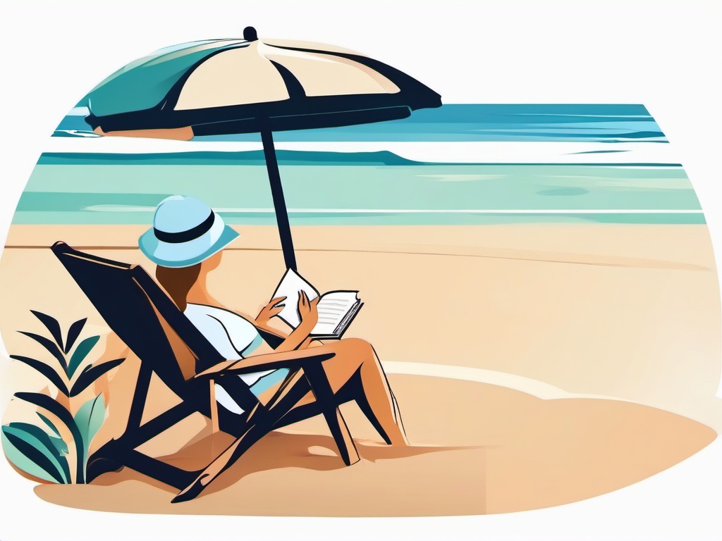 Beach Reading Relaxation clipart - Reading by the shore, ,vector color clipart,minimal