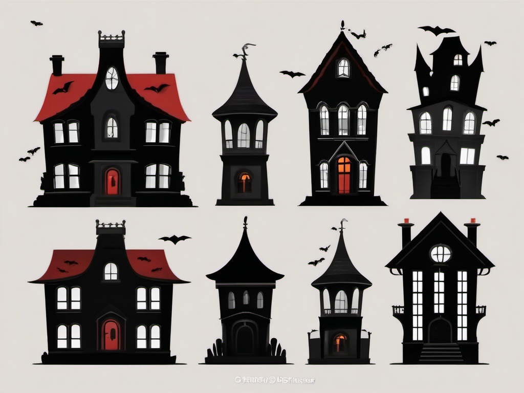 Spooky House clipart - Mysterious haunted house, ,vector color clipart,minimal