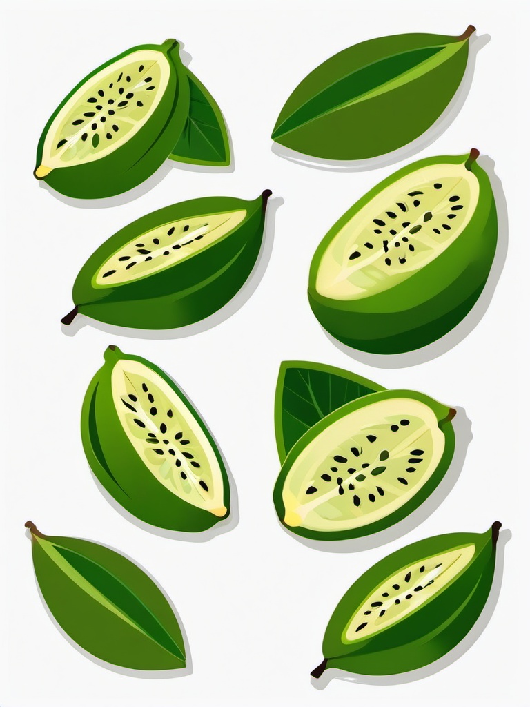 Feijoa Sticker - Exotic and flavorful, a feijoa-hued treat for your senses, , sticker vector art, minimalist design