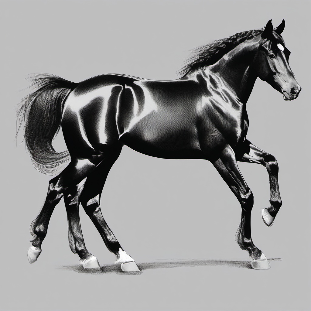 drawing of Morgan horse  minimal rough sketch scribbles,doodles,black and white