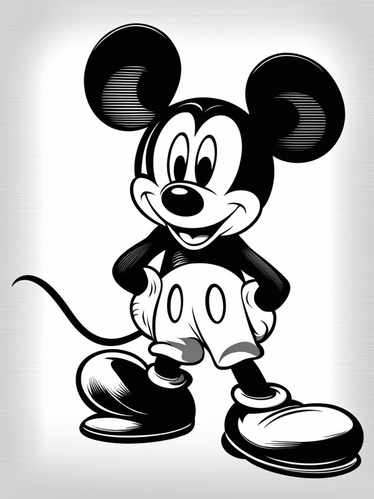 mickey mouse clipart black and white 