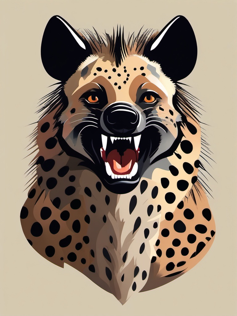 Spotted Hyena Clip Art - Spotted hyena with powerful jaws,  color vector clipart, minimal style