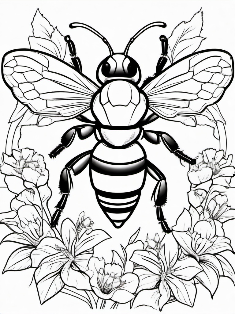 Bumble Bee Coloring Pages - Bumble Bee with a stinger  simple coloring pages