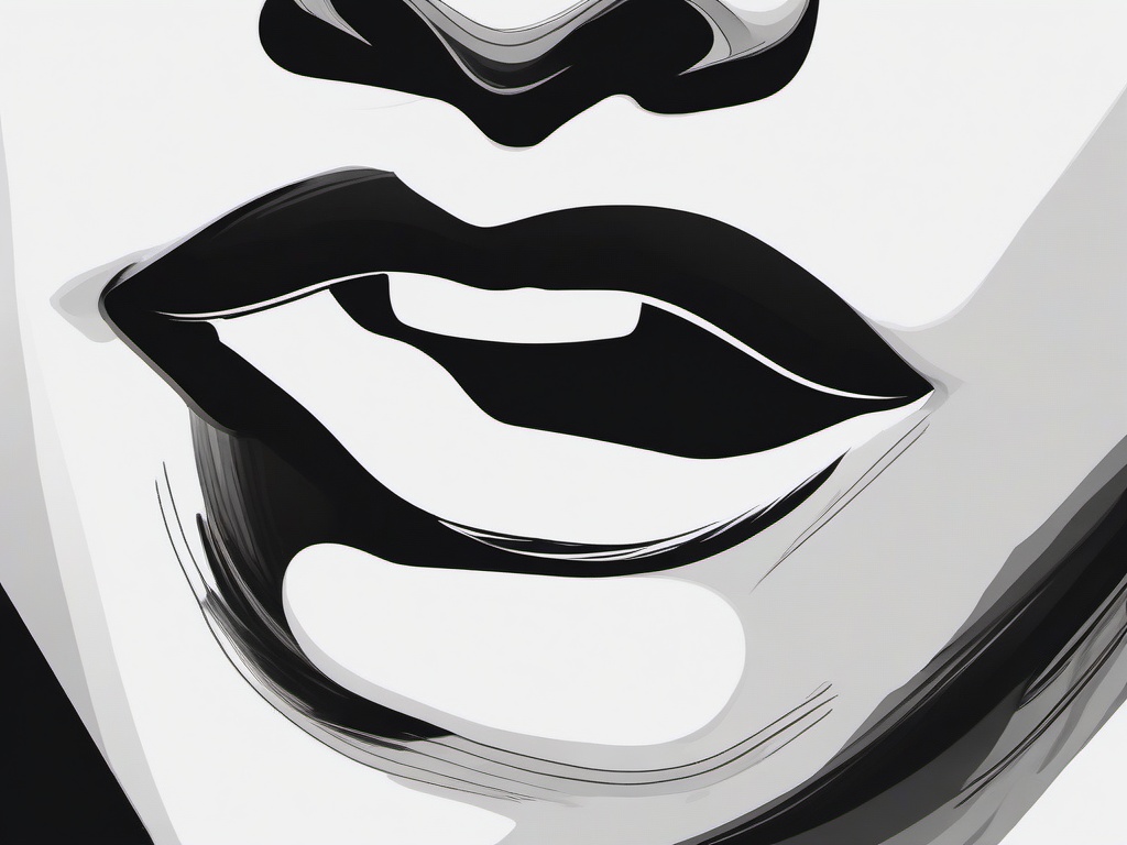 drawing of pouting lips  minimal rough sketch scribbles,doodles,black and white