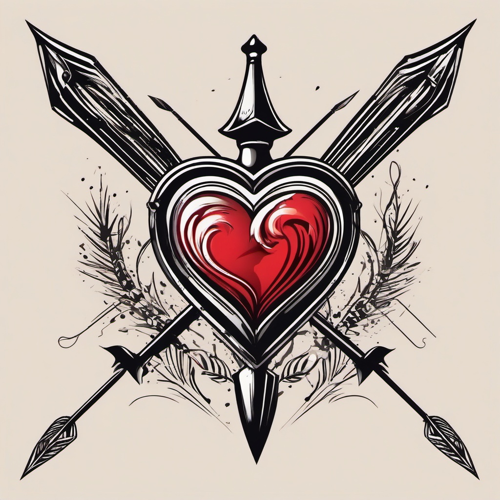 heart tattoo arrow  vector tattoo design