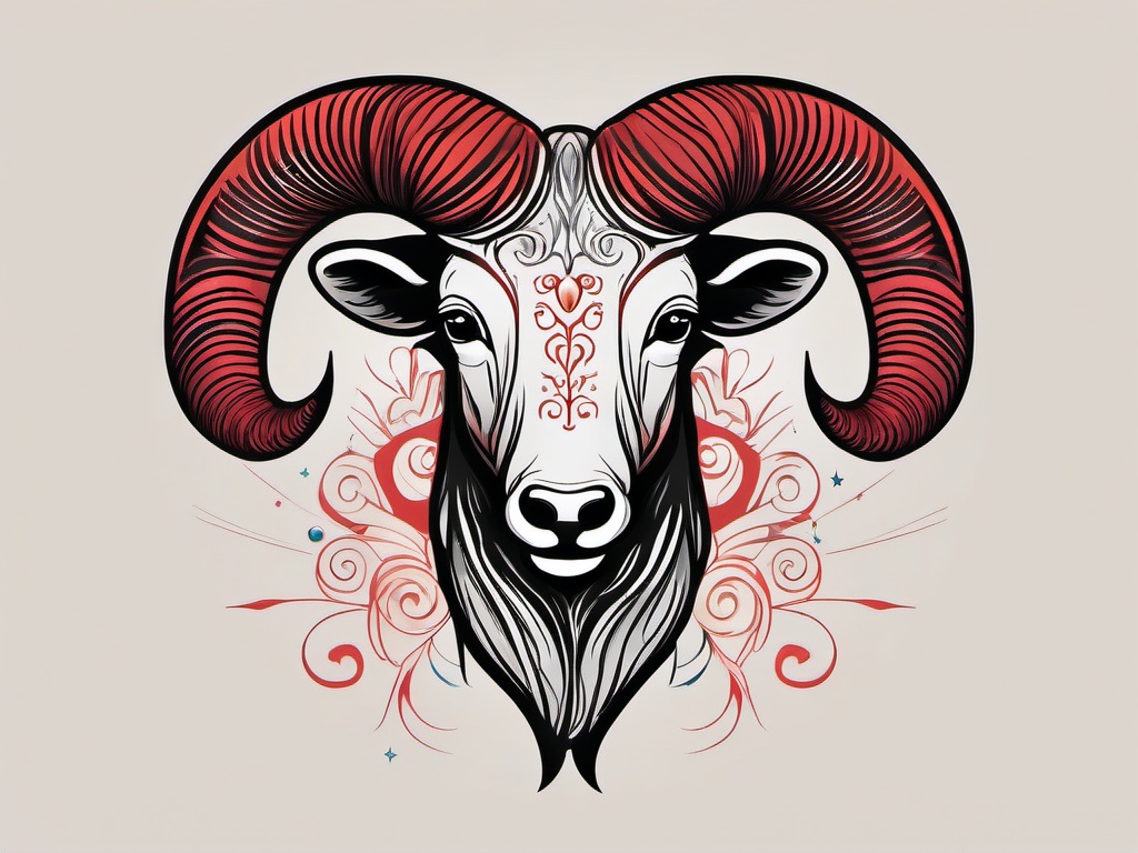 aries zodiac tattoo  simple vector color tattoo