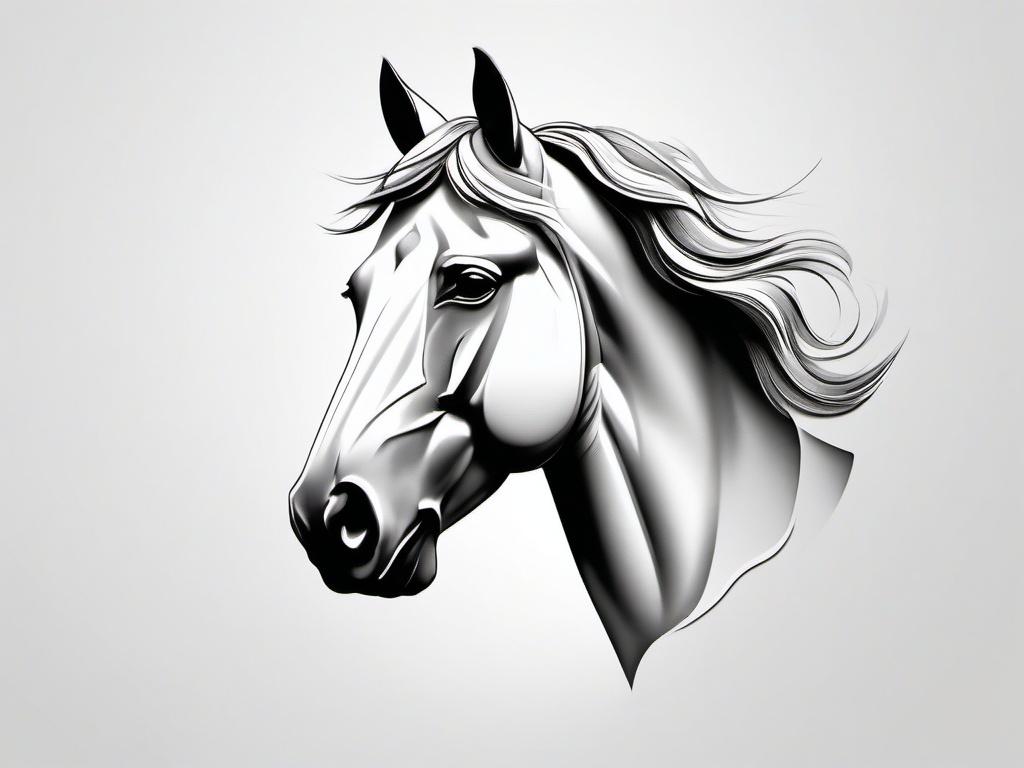 horse head line tattoo  simple tattoo,minimalist,white background