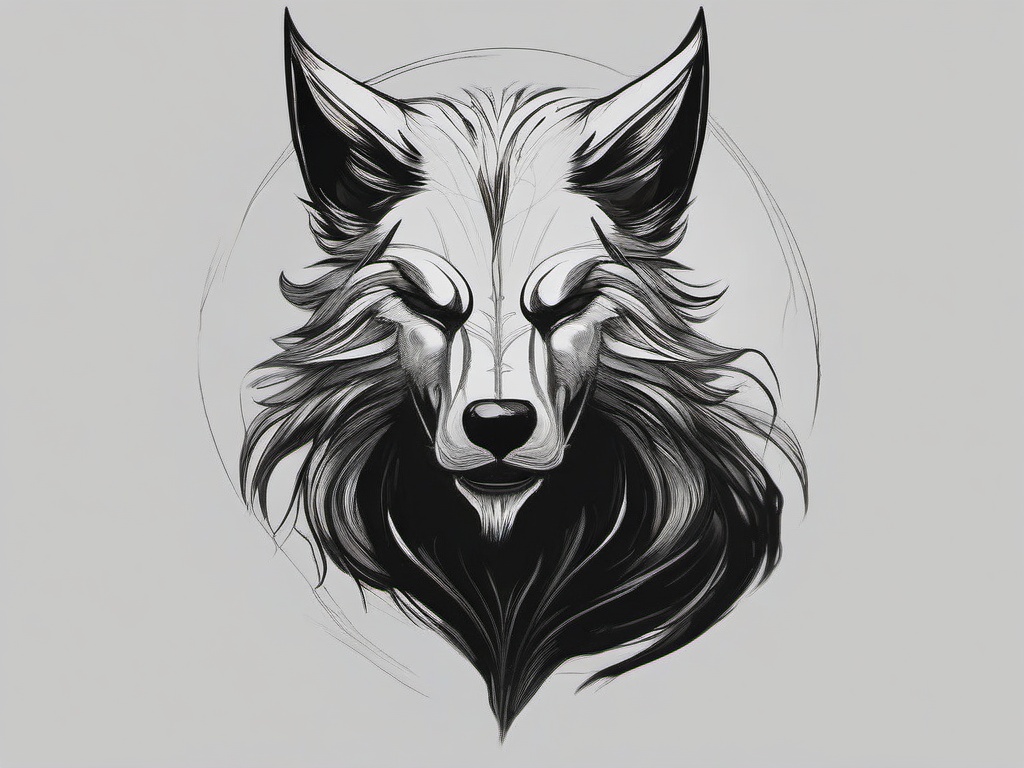 drawing of a lycanthrope  minimal rough sketch scribbles,doodles,black and white