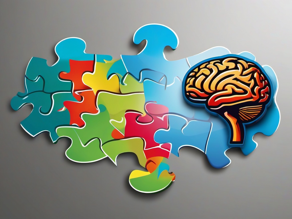 Brain clipart - brain in a puzzle piece design  