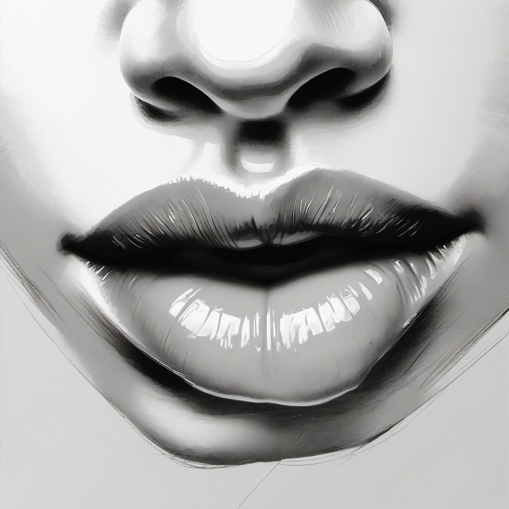 drawing of lips blowing a kiss  minimal rough sketch scribbles,doodles,black and white