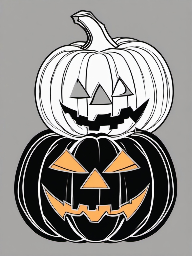 Pumpkin Carving Coloring Pages - Designing Faces on Halloween Pumpkins  minimal black outline printable sheet, coloring page