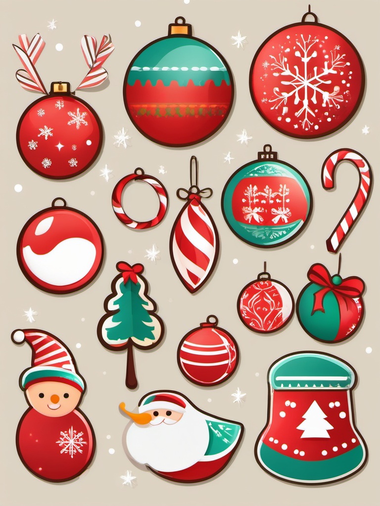 Free Christmas clipart images, A collection of festive holiday symbols and decorations.  simple, 2d flat