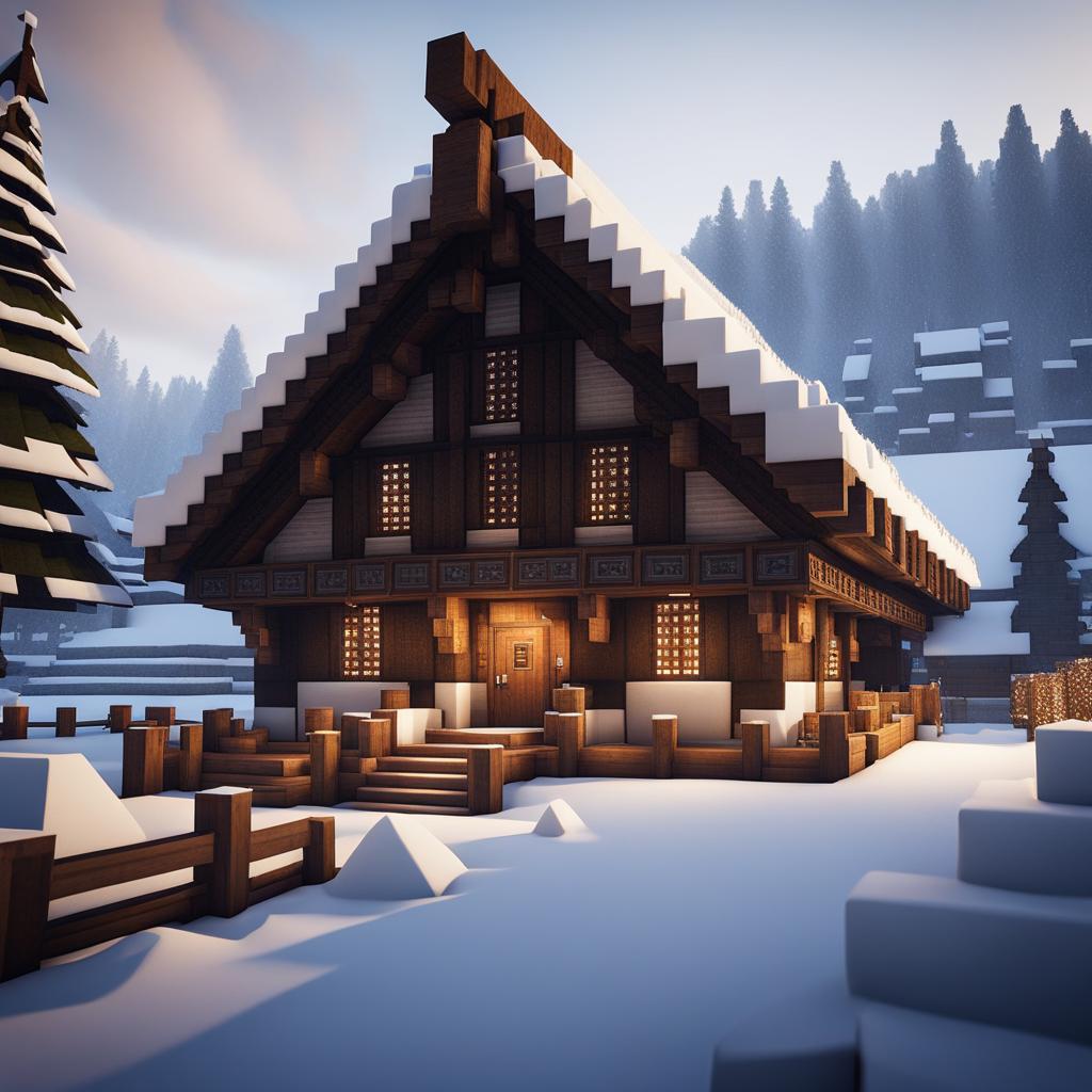 viking longhouse in a snowy nordic landscape - minecraft house design ideas minecraft block style