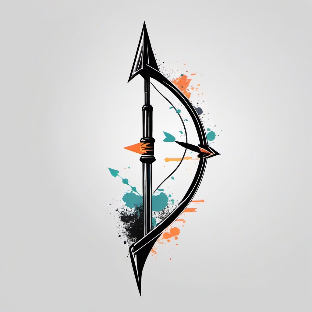 hunting arrow tattoo  simple color tattoo,minimal,white background