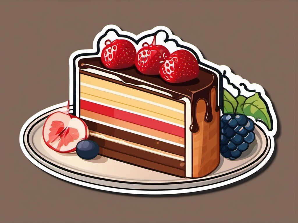 Cake Sticker - Delicious slice of cake, ,vector color sticker art,minimal