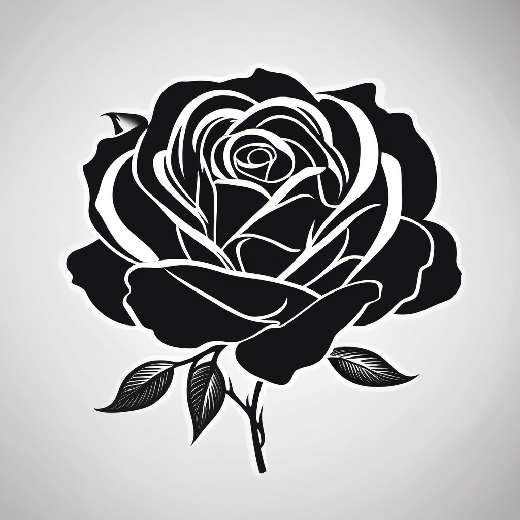 Black Rose Tattoo - Tattoo featuring a black rose design, symbolizing mystery or farewell.  simple color tattoo,minimalist,white background