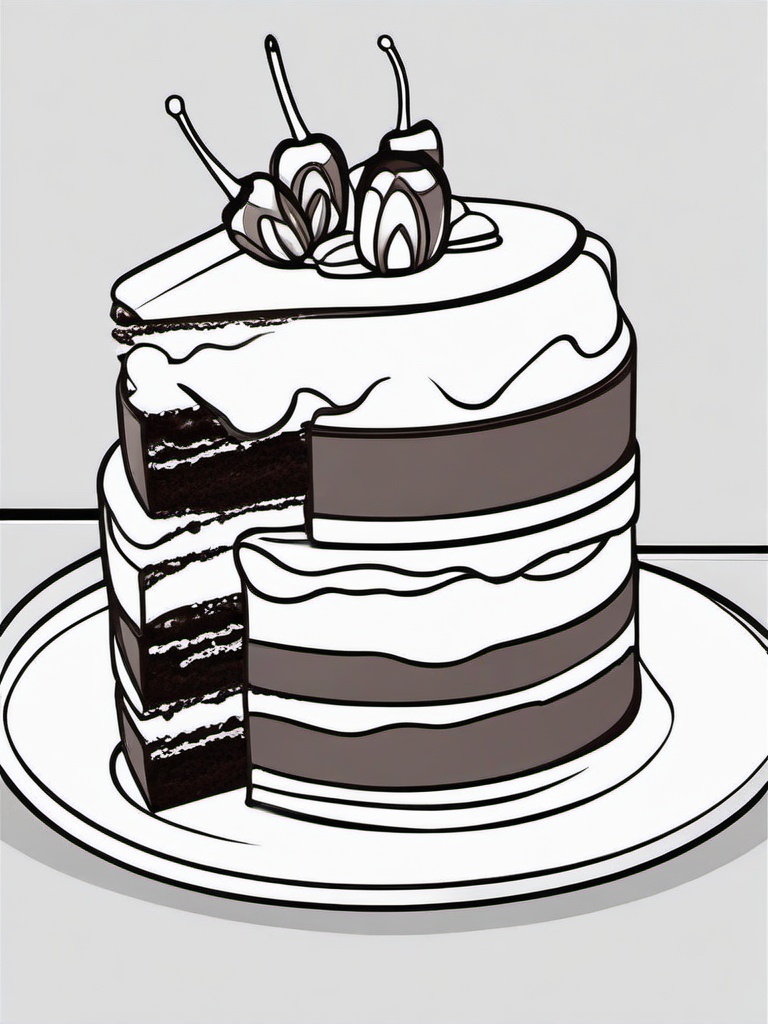 Cake Coloring Pages - Chocolate eclair cake with cream filling  simple coloring pages