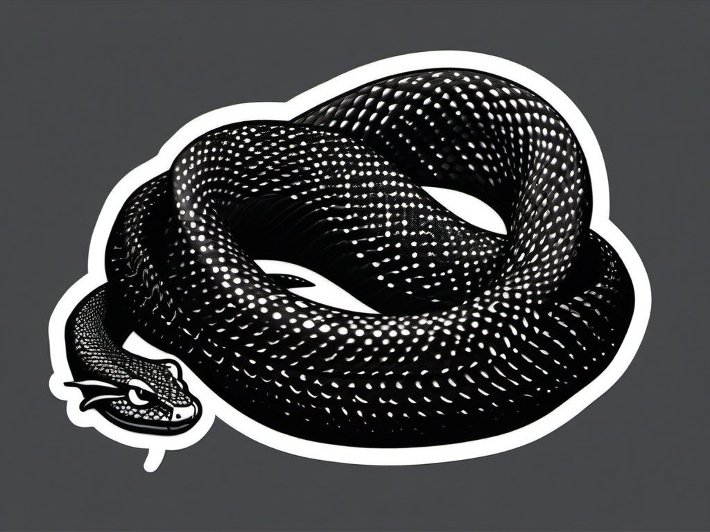 Speckled Kingsnake cartoon - black snake with white speckles  cartoon sticker style