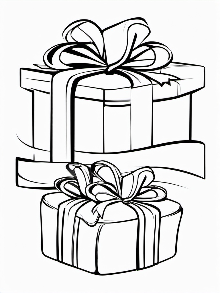 Birthday Gifts with Bows Coloring Pages - Presents Wrapped with Beautiful Bows  minimal black outline printable sheet, coloring page