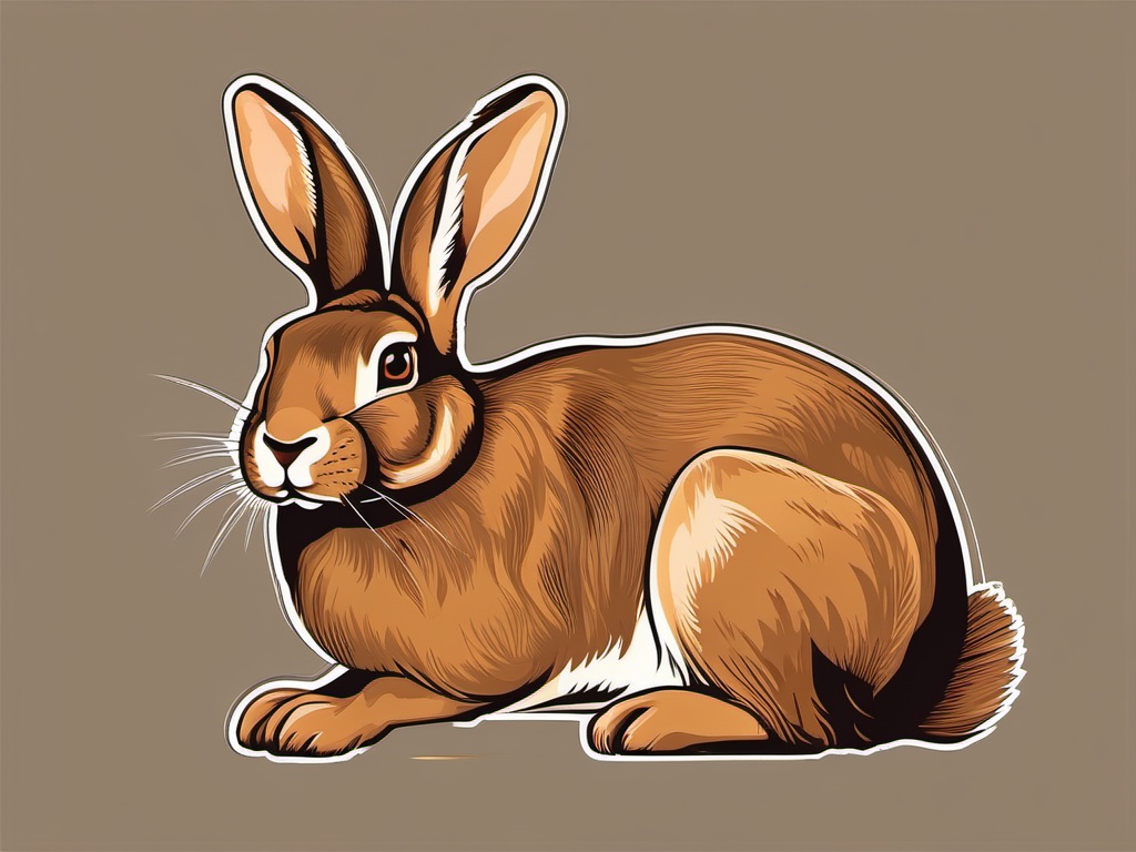 Flemish Giant Rabbit Clip Art - Flemish giant rabbit with large ears,  color vector clipart, minimal style