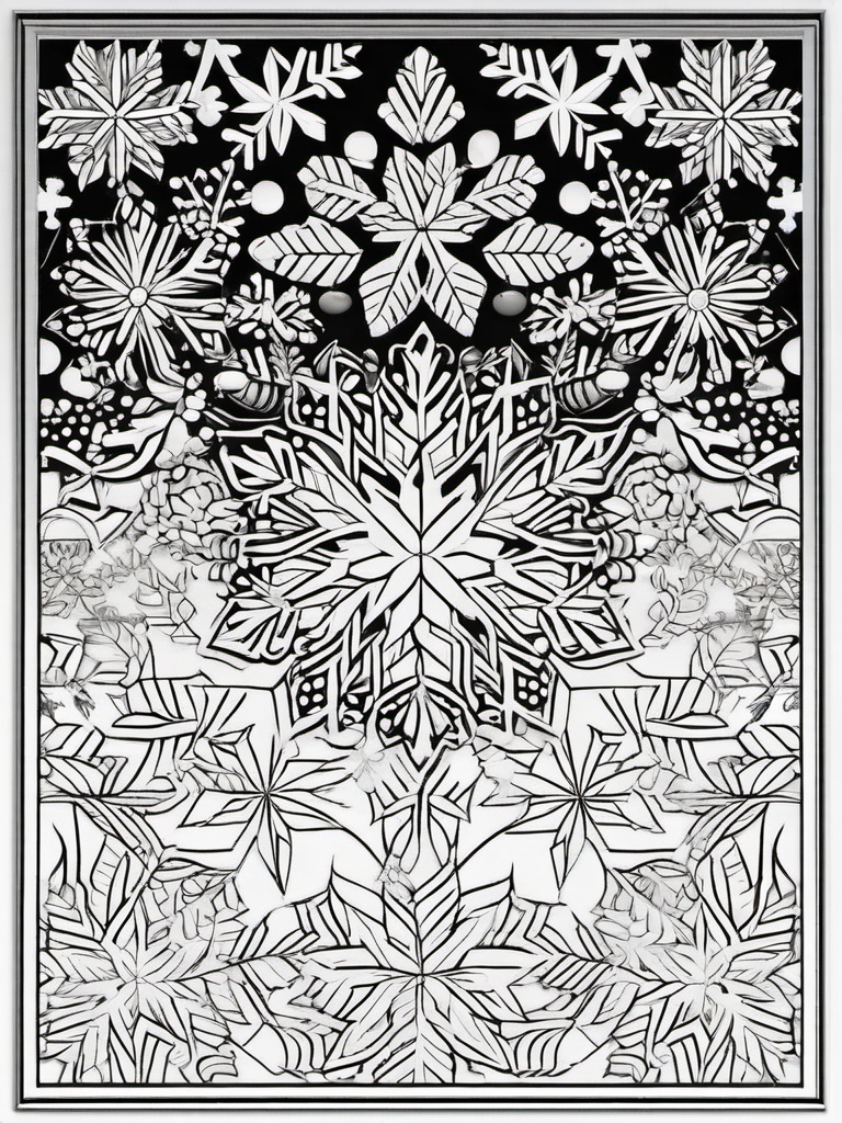 Snowflake Coloring Pages - Unique Winter Patterns Falling from Sky  minimal black outline printable sheet, coloring page