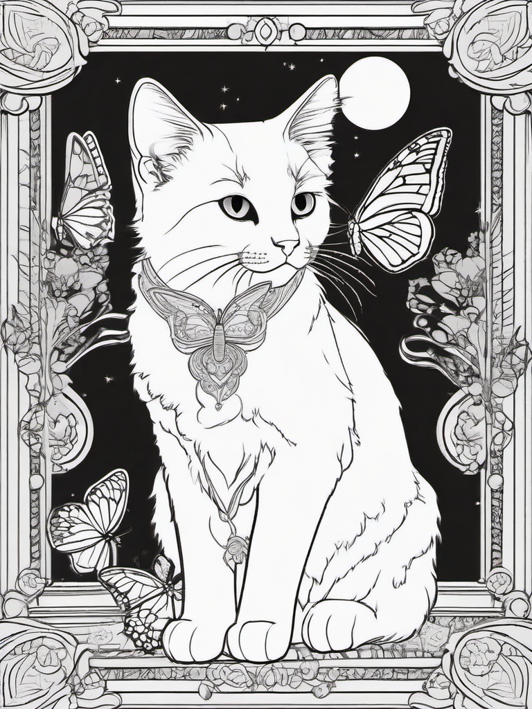 Kitty with Butterfly Wings Coloring Pages - Magical Kitty with Butterfly Wings  minimal black outline printable sheet, coloring page