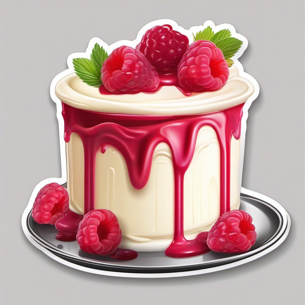 Raspberry White Chocolate Mousse sticker- Light and airy white chocolate mousse layered with raspberry coulis. A combination of sweetness and tartness that melts in your mouth., , color sticker vector art