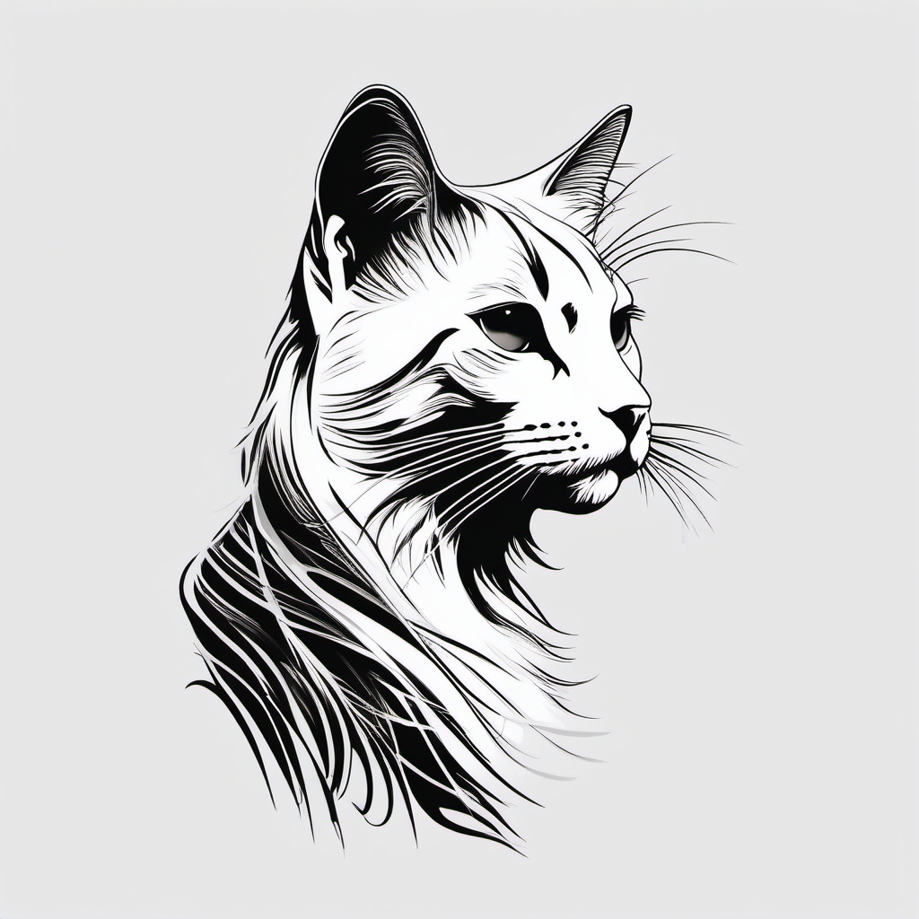 Cat Marking Tattoo - Tattoo inspired by markings on a cat's fur.  minimal color tattoo, white background