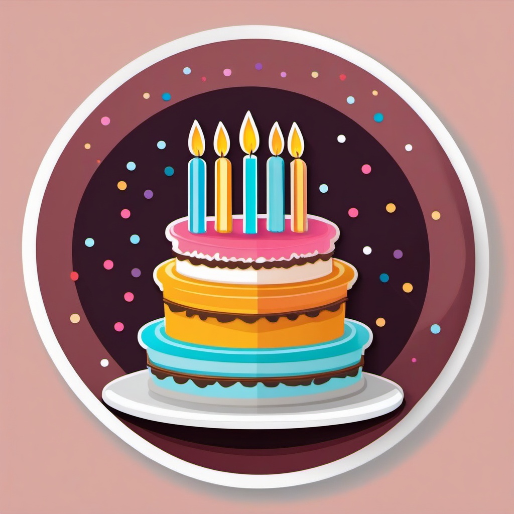 Birthday Party sticker- Cake and Candles Galore, , sticker vector art, minimalist design