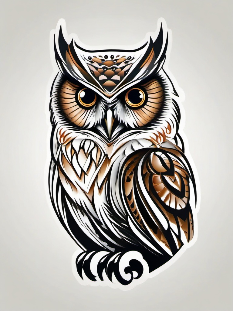 Little Owl Tattoo - Embrace subtlety with a small yet detailed owl tattoo.  simple color tattoo,vector style,white background