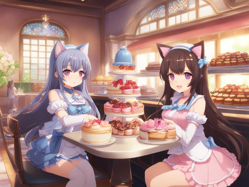 nekopara - manages a bustling catgirl patisserie in a charming, cat-filled café. 