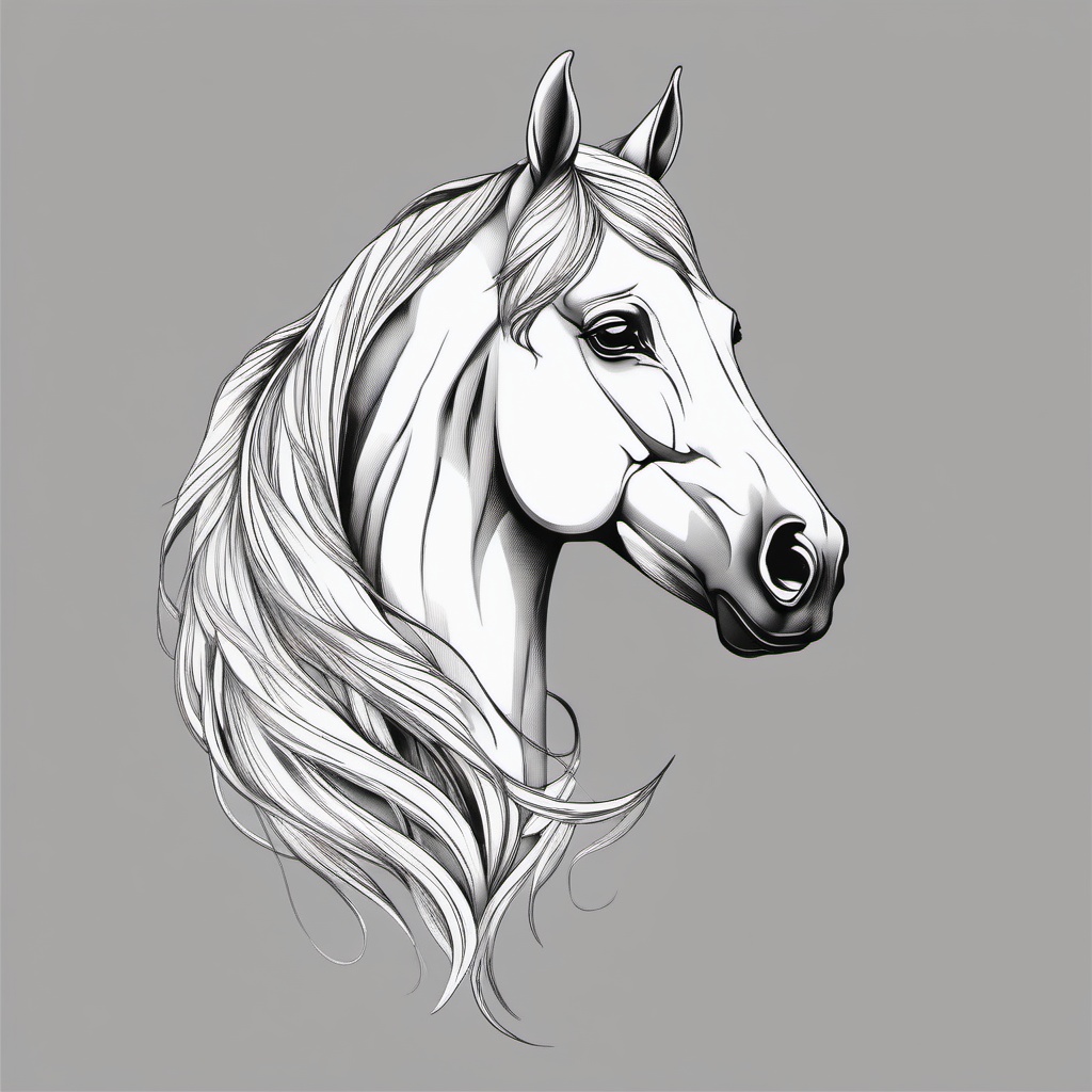 nordic horse tattoo  simple tattoo,minimalist,white background