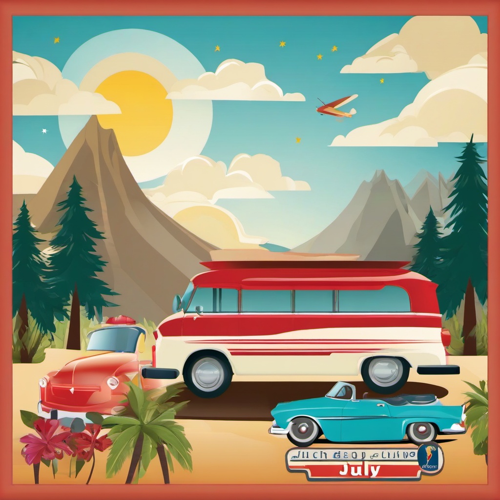 July clipart - July road trip  clipart