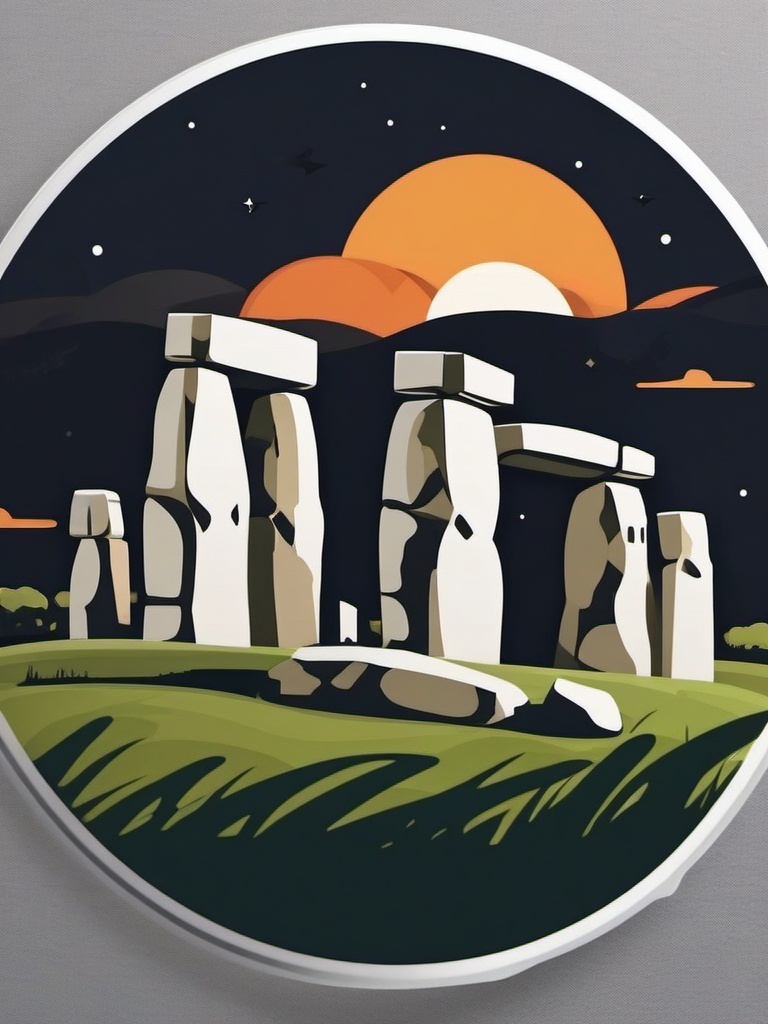 Stonehenge sticker- Mysterious prehistoric monument in England, , sticker vector art, minimalist design