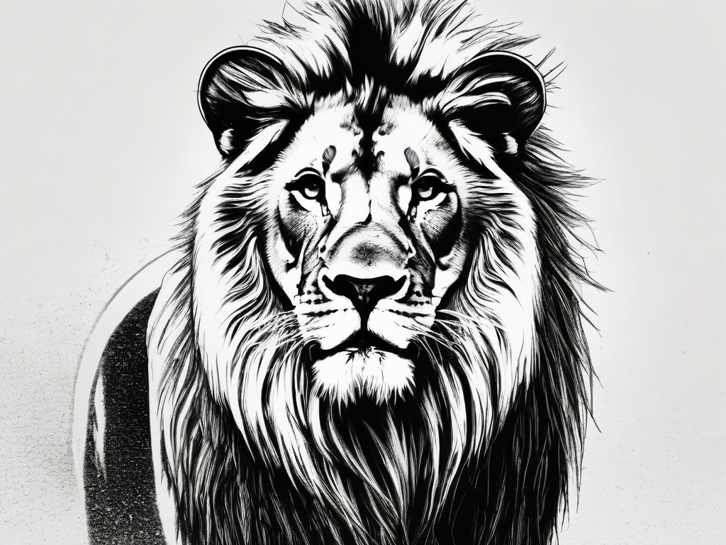 drawing of a lion in farm  minimal rough sketch scribbles,doodles,black and white