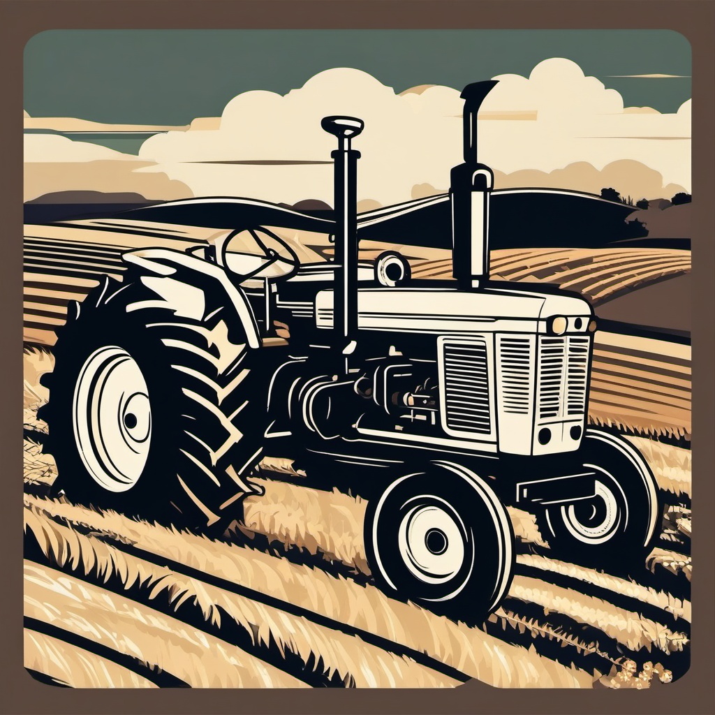 Tractor Clipart - A sturdy tractor working in the fields.  color vector clipart, minimal style