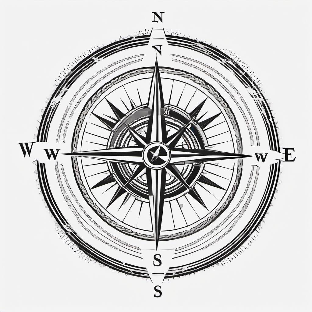 Compass Tattoo Nautical - Nautical-themed compass design.  simple vector tattoo,minimalist,white background