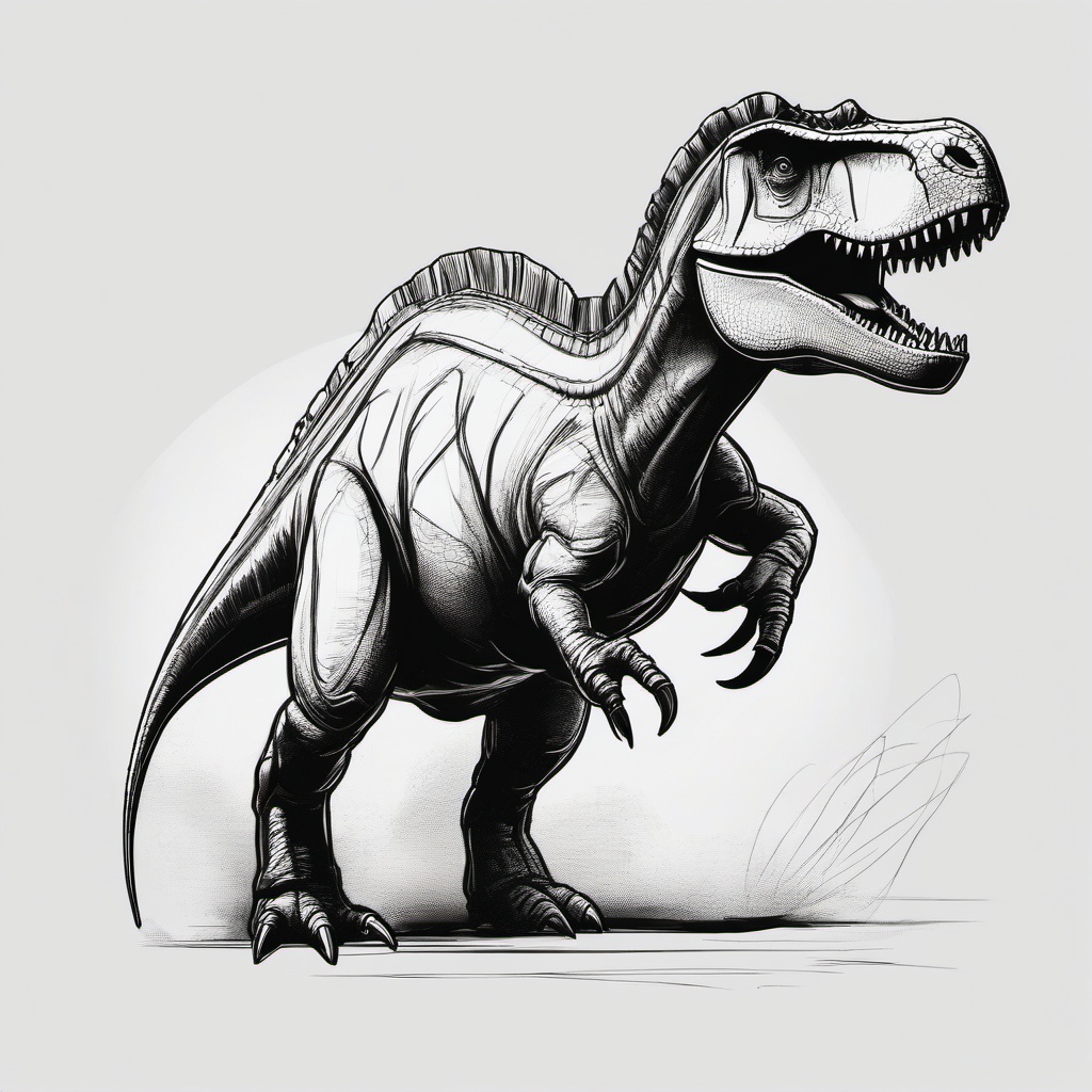 sketch of a dinosaur  minimal rough sketch scribbles,doodles,black and white