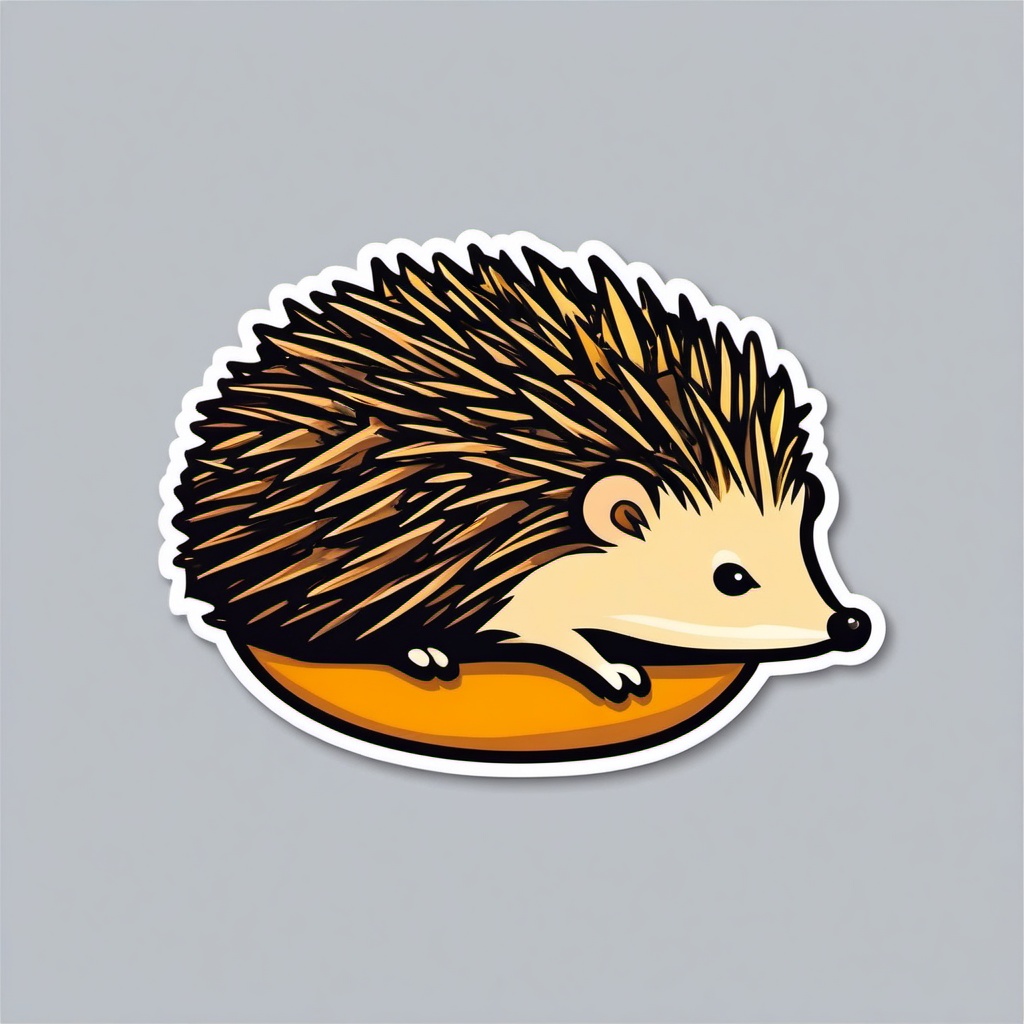 Hedgehog Sticker - A spiky hedgehog curled into a ball. ,vector color sticker art,minimal