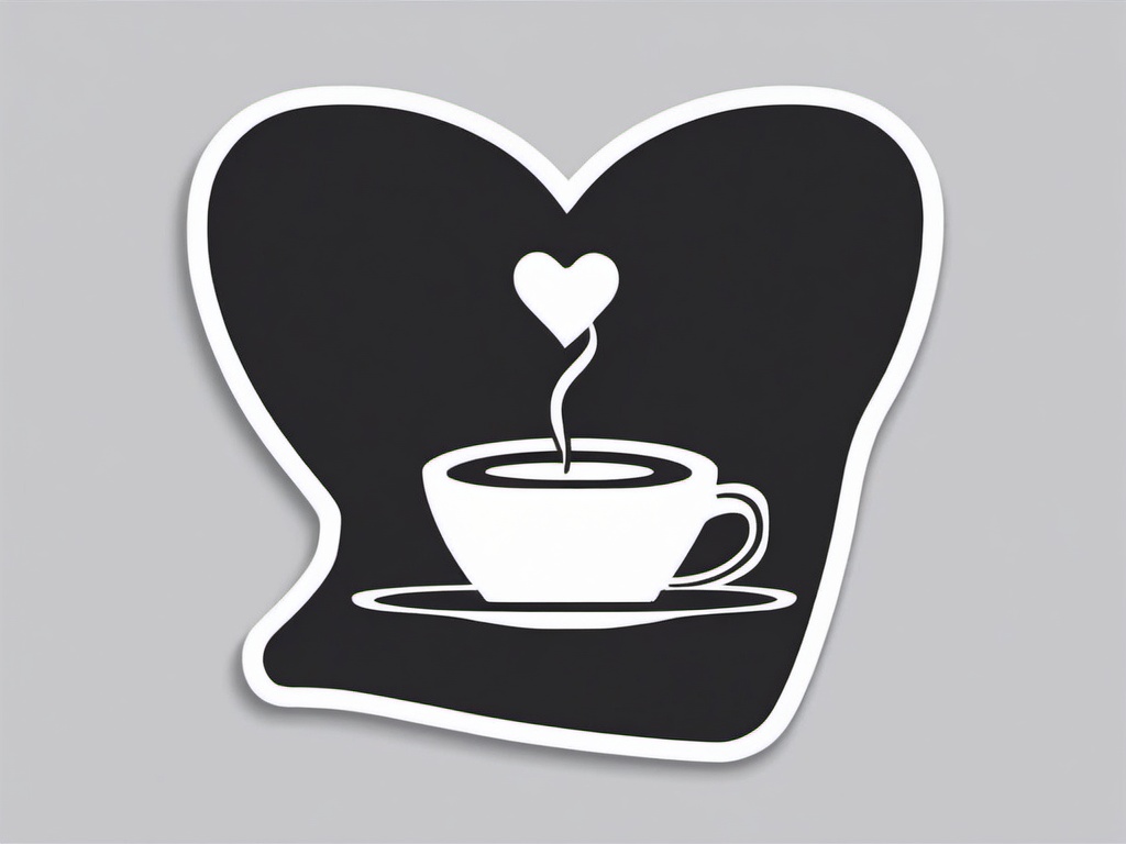 Coffee Cup with Heart Sticker - Coffee cup with a heart-shaped design, ,vector color sticker art,minimal