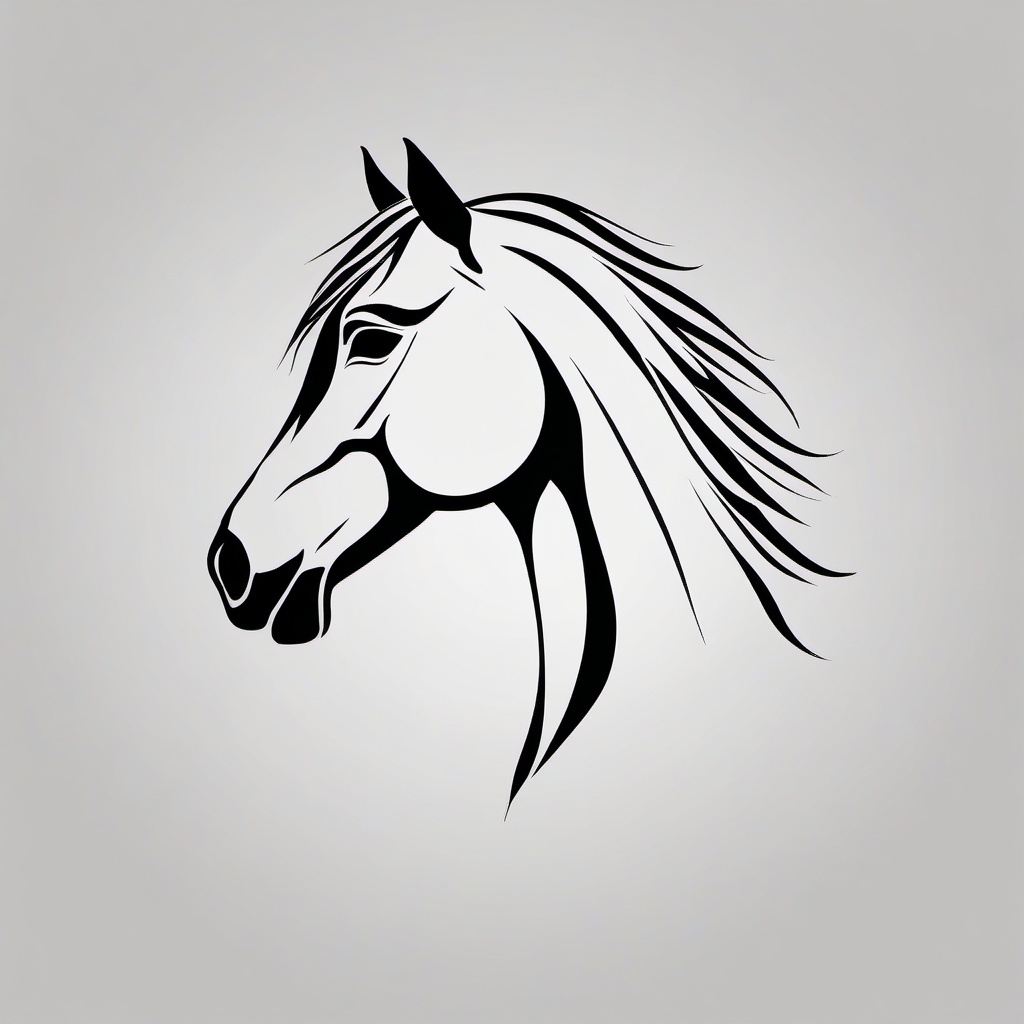 horse head silhouette tattoo  simple tattoo,minimalist,white background