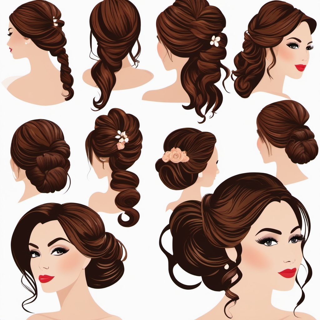 Wedding Hairstyle clipart - Bridal hairstyle for the big day, ,vector color clipart,minimal