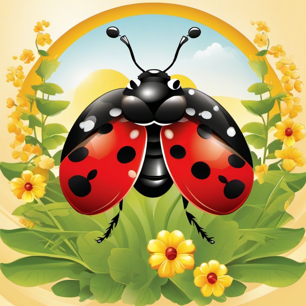 Ladybug clipart - ladybug in a sunny day scene  