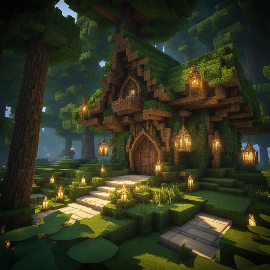 hidden elven sanctuary deep within an enchanted forest - minecraft house ideas minecraft block style