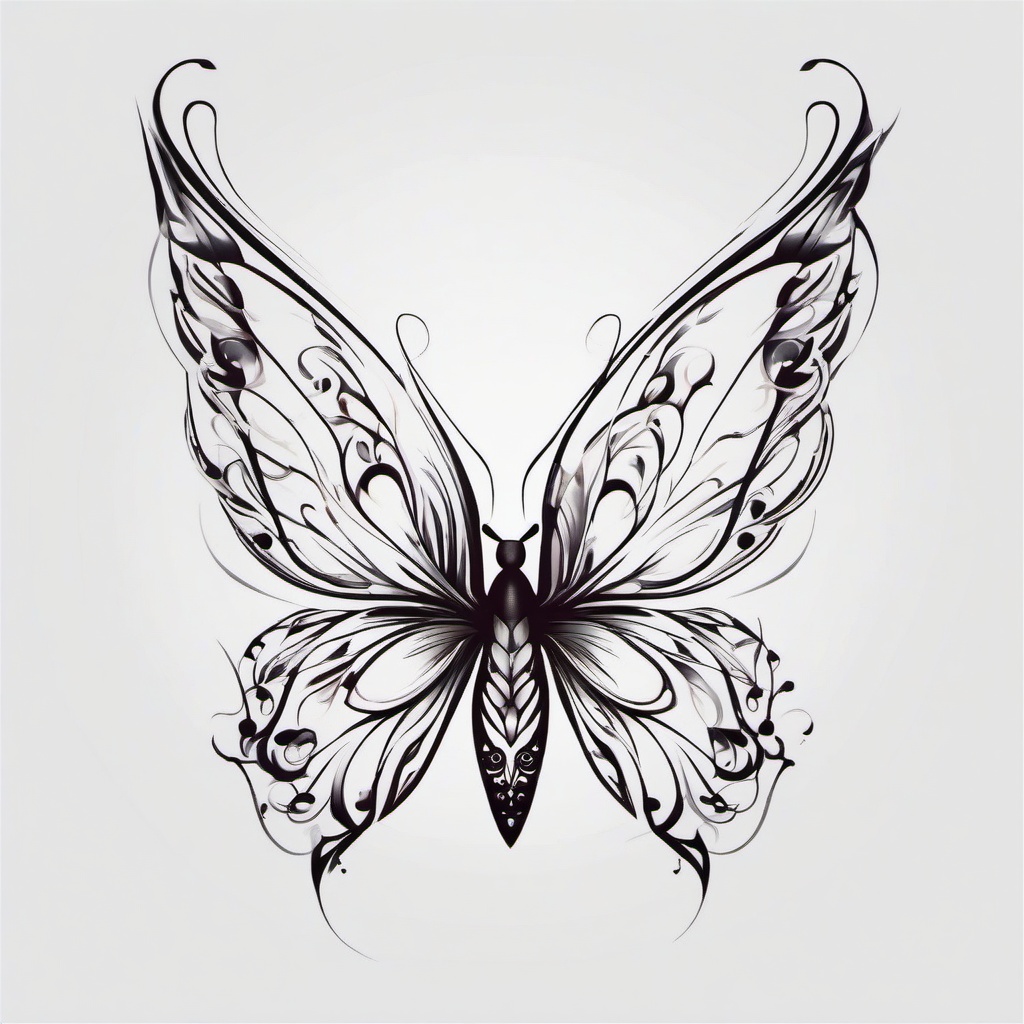 butterfly angel tattoo designs  simple color tattoo, minimal, white background