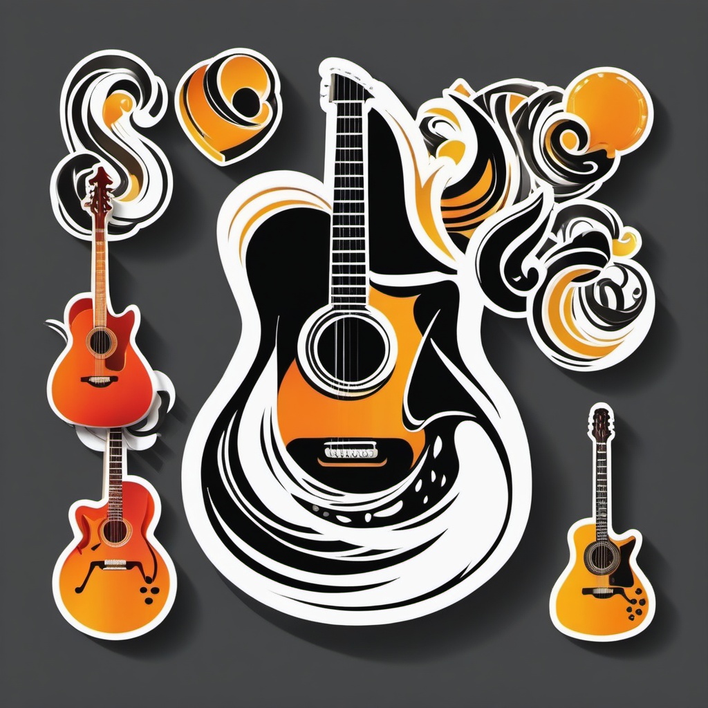 Guitar sticker, Musical , sticker vector art, minimalist design