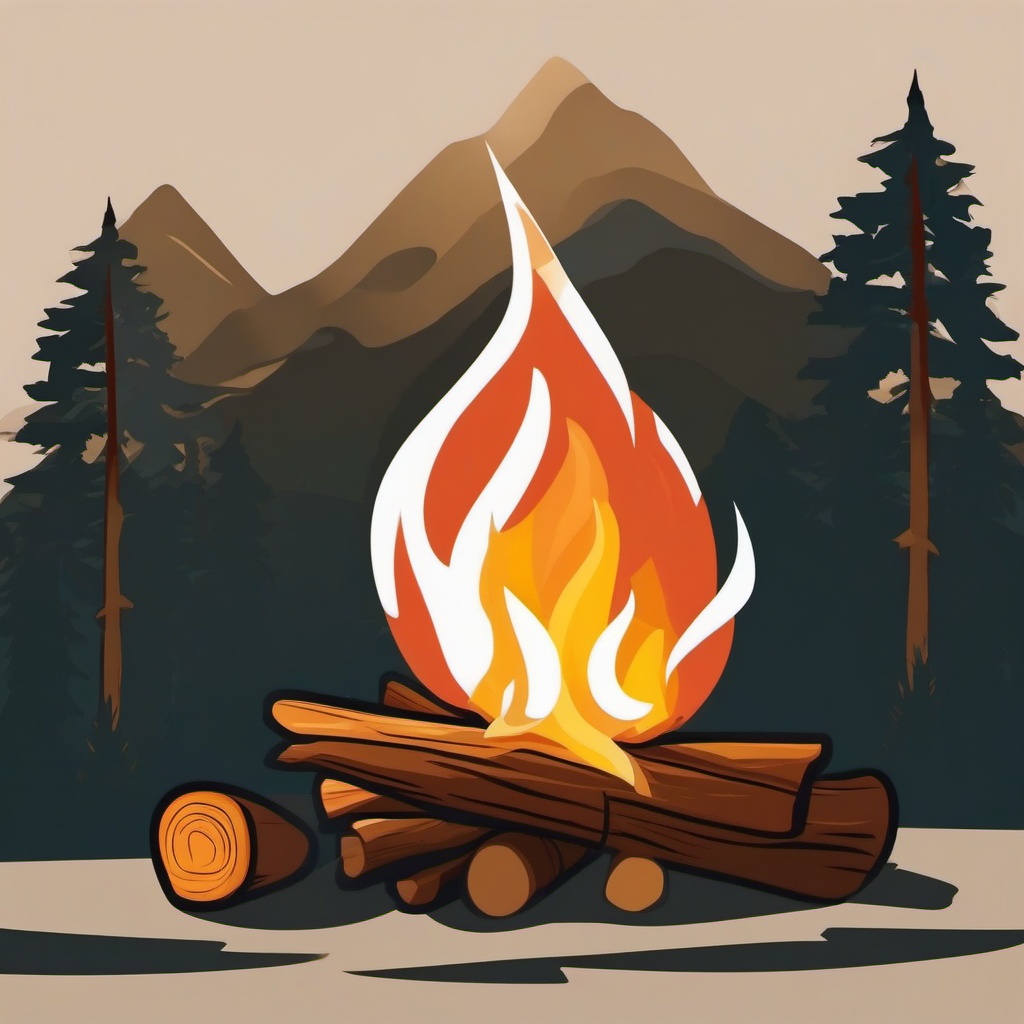 Campfire Clipart - A crackling campfire casting a warm, comforting glow in the quiet wilderness, a beacon of coziness.  color clipart, minimalist, vector art, 