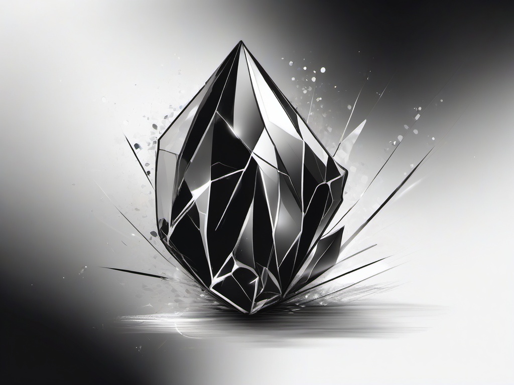 drawing of a crystal with sparkling particles  minimal rough sketch scribbles,doodles,black and white